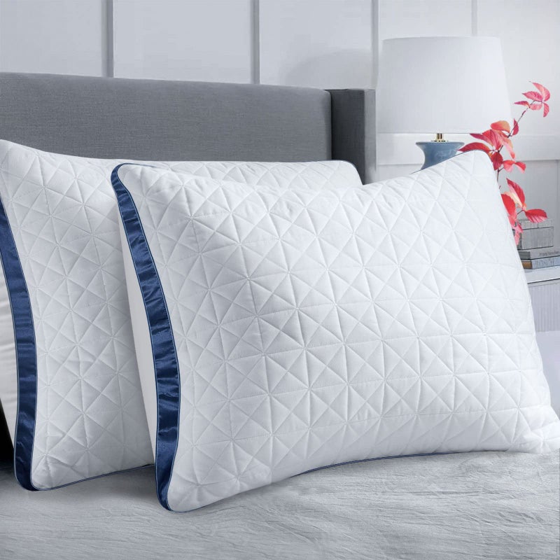 Slybear Pillows Queen Size Set of 2, Queen Pillows 2 Pack, Cooling Hotel Luxury Pillow for Bed Sleeping, Supportive Breathable Down Alternative Gusseted Pillow for Side Stomach or Back Sleepers - Image 1